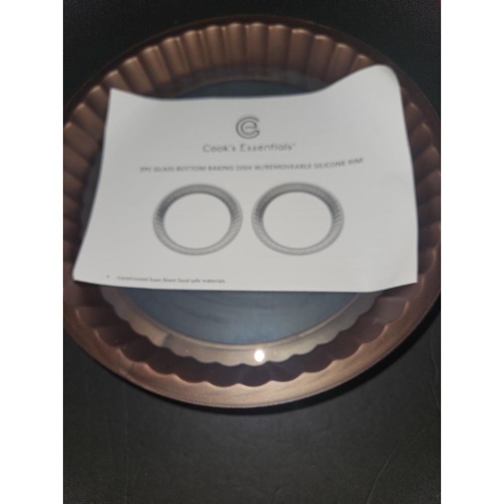 Cooks Essential 2 Pc Glass Bottom Baking Dishes With Removeable Silicone Rim New